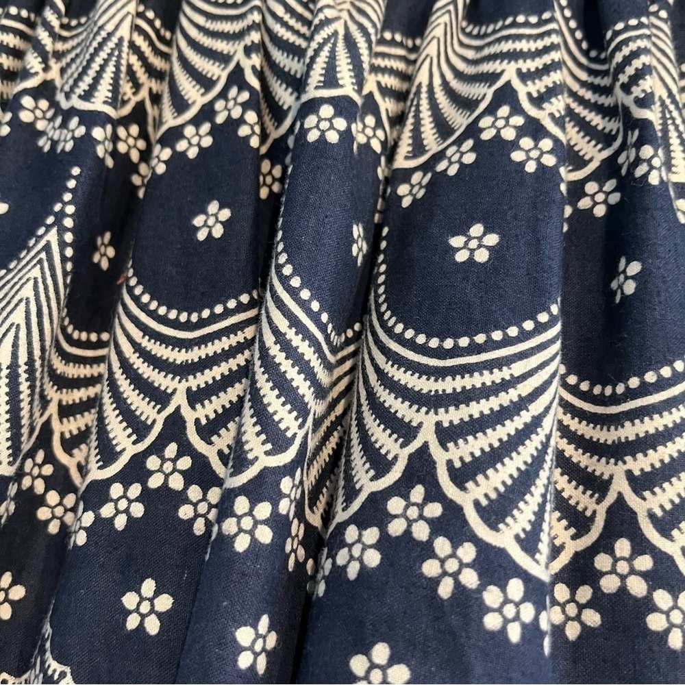 Vintage Romona Rull Collectible Cotton Muumuu Dress Blue Beige S/M - Picture 10 of 13